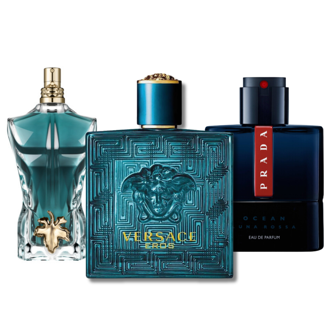 Zestaw 3 perfum męskich – Prada Luna Rossa, Versace Eros, Le Beau (Eau de Parfum)