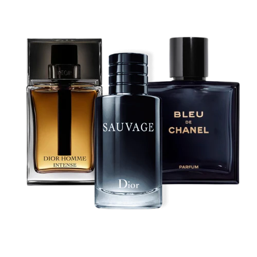 Zestaw 3 perfum męskich – Sauvage Dior, Bleu de Chanel, Dior Homme Intense (Eau de Parfum)